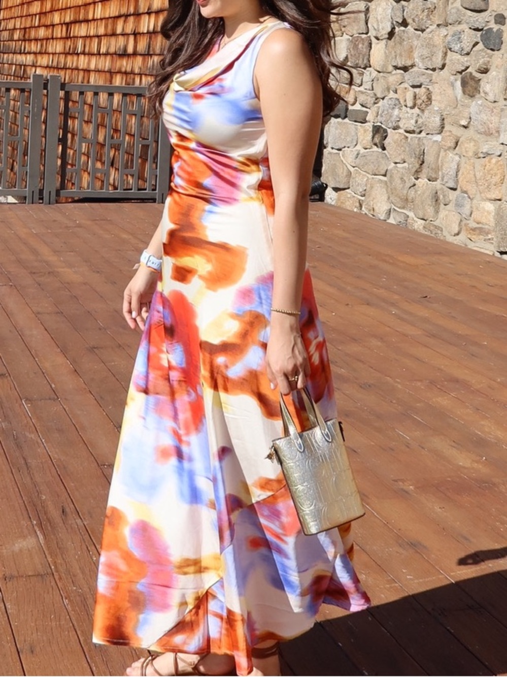 Sleeveless Multicolor Watercolor Maxi Dress - Summer Floral Print